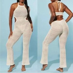 NWT Yitty Knit Slip Flare Leg Jumpsuit Ivory size XS